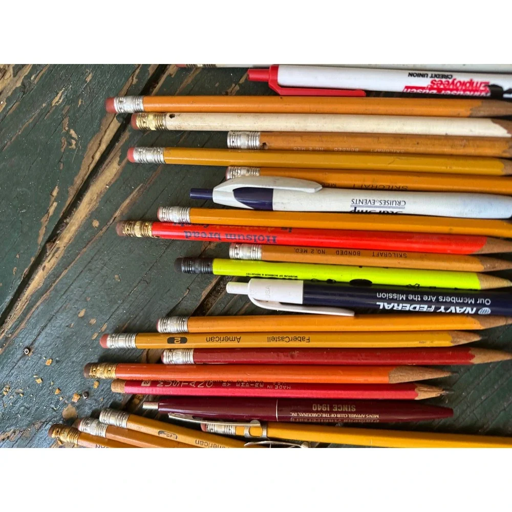 Vintage Advertising Pencil & Pen Lot Skilcraft Faber-Castell Home Depot Navy Fed